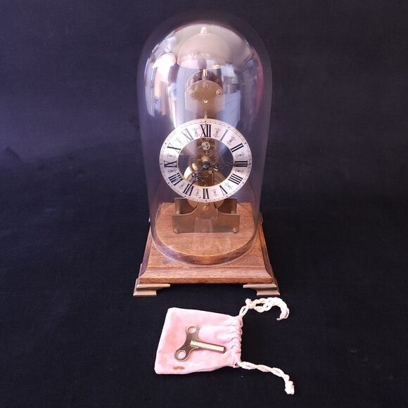 Kieninger Mantel Top Clock Vintage Translucent Dome Skeleton Bell Chime Germany - Picture 1 of 16